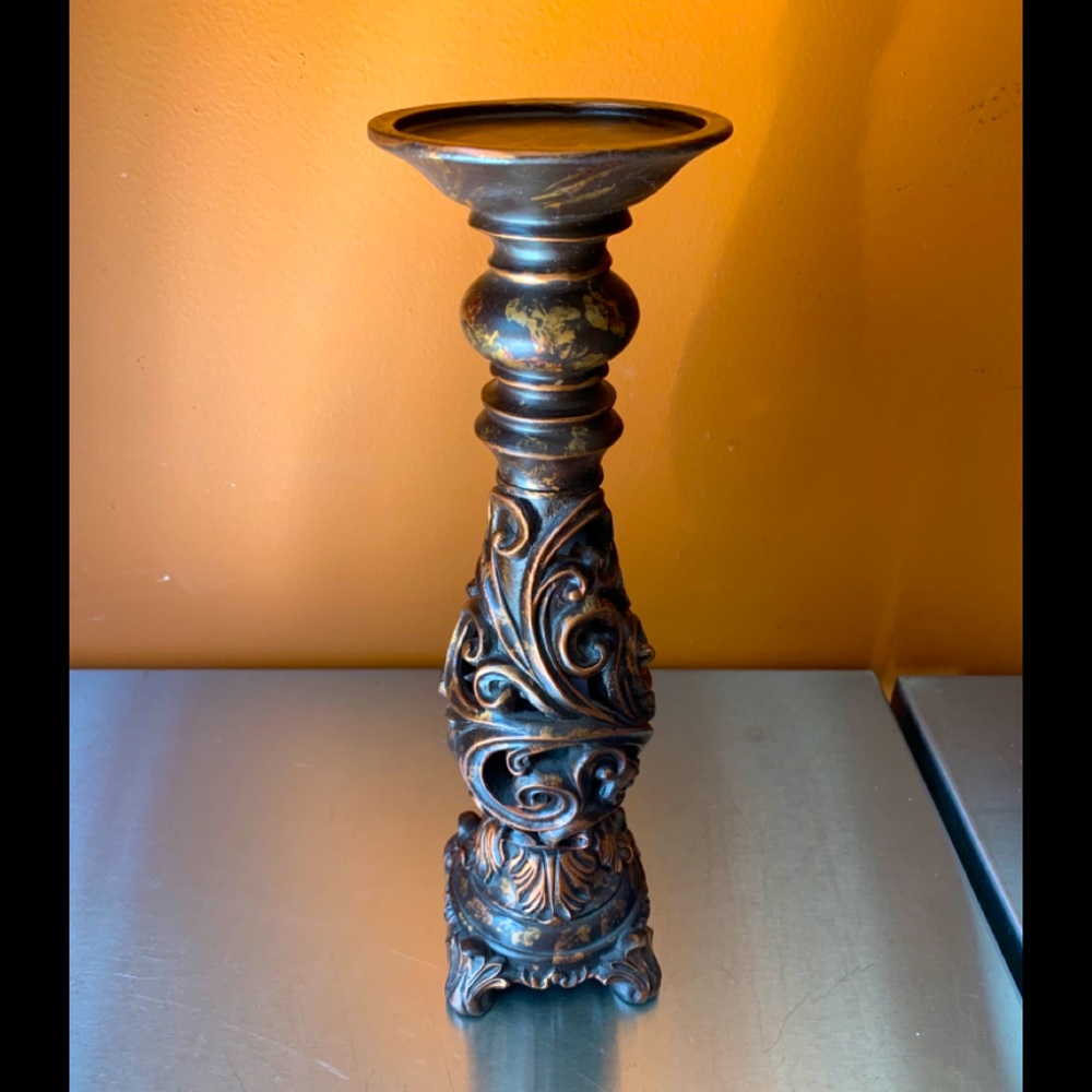 Painted Wooden Candle Holder